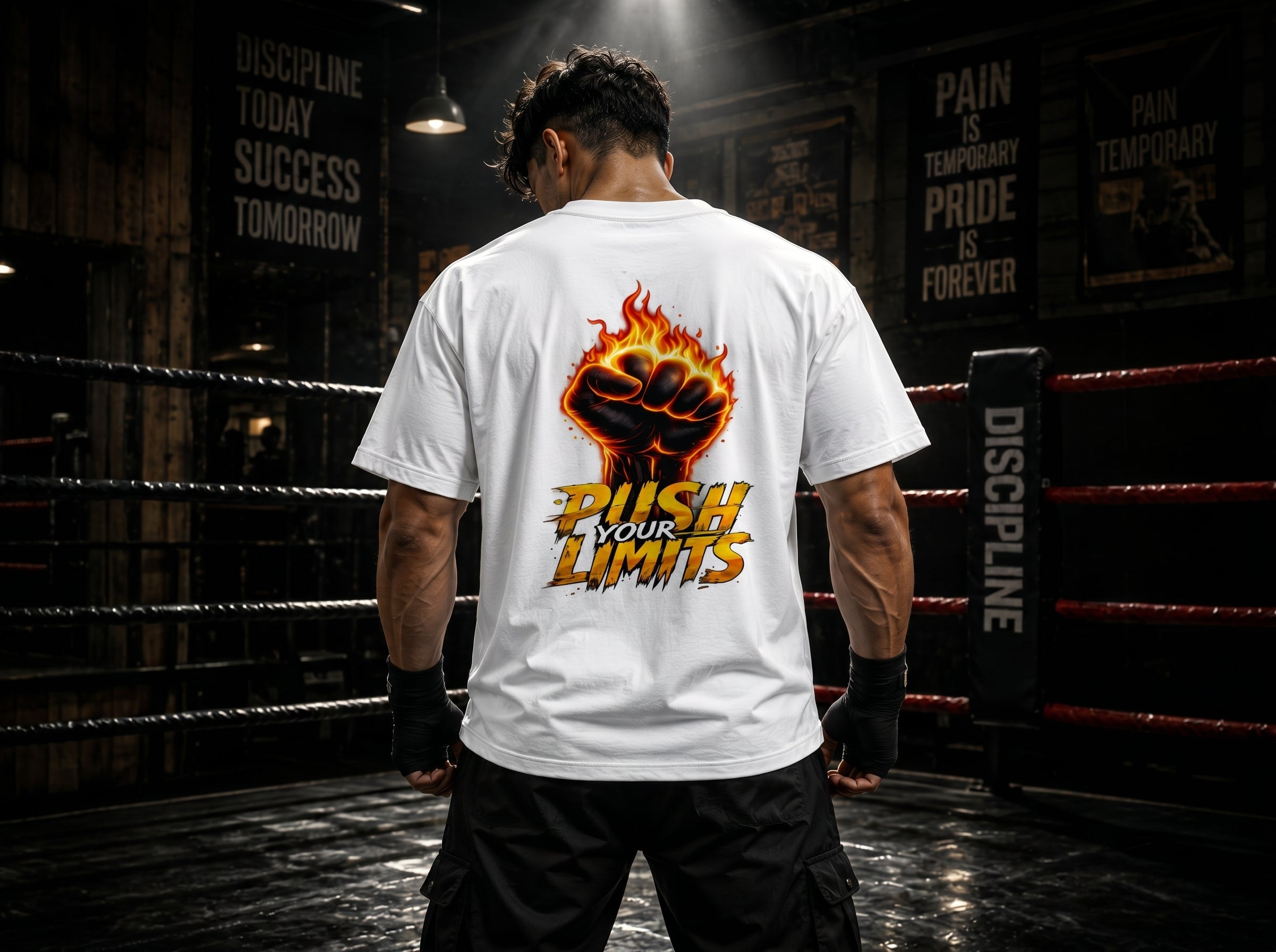STASHBUDDY Push Your Limits Graphic T-Shirt | Motivational Gym Wear | Unisex Cotton Crew Neck Tee